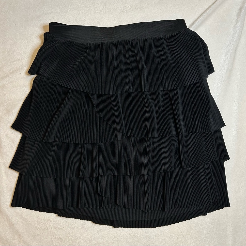 H&M Black Tiered Ruffle High Waisted Skirt